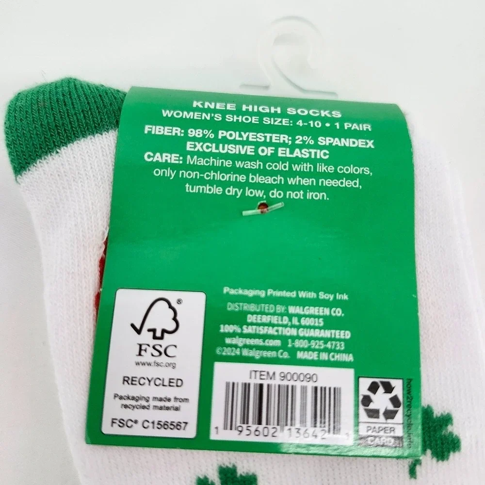 Luck To You NWT‎ Kidcore Knee High Socks Size 4-10 Rainbow Four Leaf Clover AOP